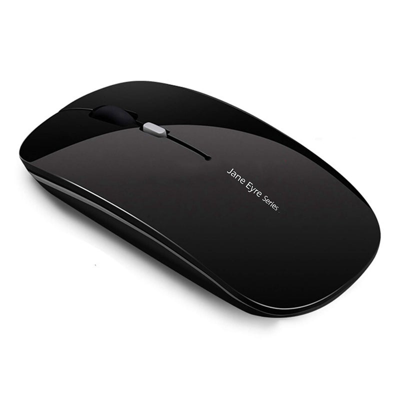 Uciefy Q5 Slim Rechargeable Wireless Mouse, 2.4G Portable Optical Silent Ultra Thin Wireless Computer Mouse with USB Receiver and Type C Adapter, Compatible with PC, Laptop, Notebook, Desktop Black - Image 1